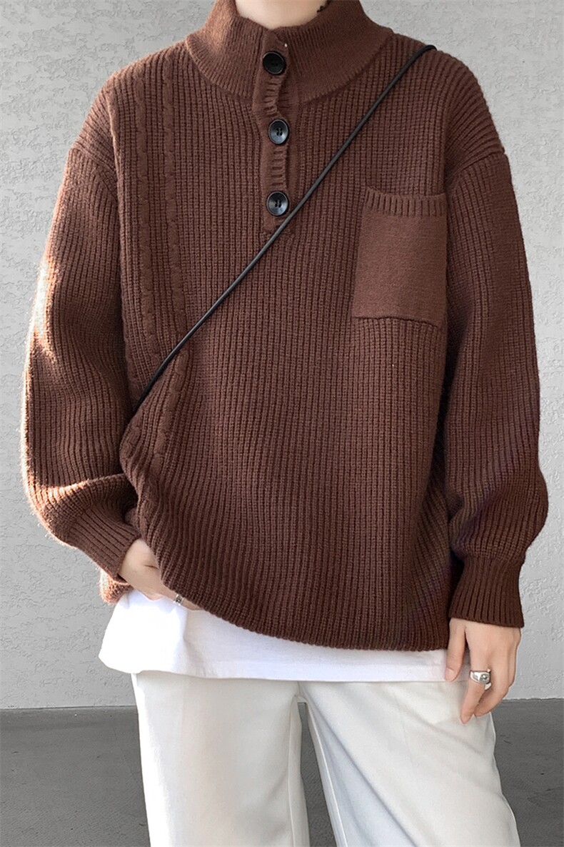 8XL-M特大码冬季立领毛衣纽扣高级设计感情侣?袖毛衫MY1208P65,男装针织衫/毛衣,电商D206-1