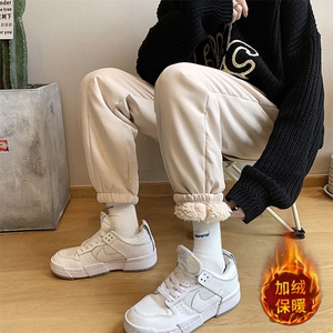 羊羔毛棉裤男裤港风冬季韩版潮加绒保暖休闲束脚裤K77P55限78