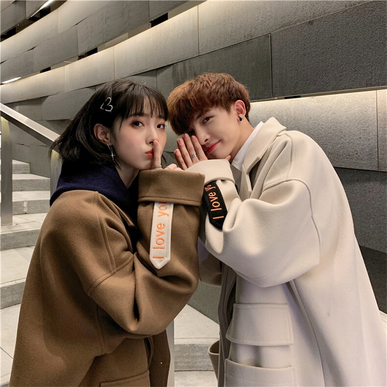 情侣装2025秋冬中长款毛呢大衣男韩版潮流外套星座812-F216-P128，男装毛呢大衣，星座812