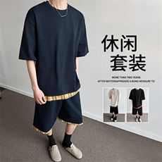 短袖短裤套装男士夏季薄款透气潮流时尚t恤夏装一套休闲运动衣服，男装牛仔裤，星座1206（原A206）
