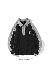 2024 春季新款 港风白底大码发泡印花长袖POLO衫M-5X HT23018-P50图片