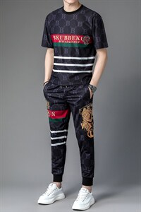 2023夏季新款短袖套装男百搭潮牌中青年男士运动休闲套装图片