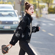 重工真兔毛纯手工暖绒绒外套2025冬季新款显瘦气质百搭原创设计感，女装羊羔毛/颗粒绒，意芙