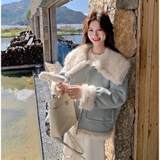新款！羊羔毛保暖翻领皮毛一体外套2C133-8997-P215-K318，女装派克服，2C133