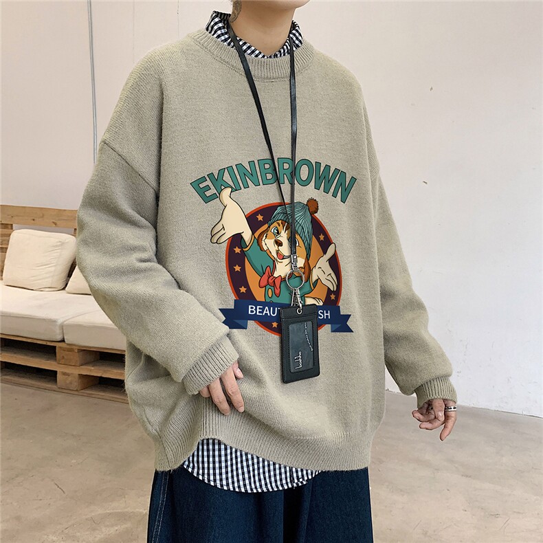 1港风圆领中性情侣潮流大码M-5XL印花加厚毛衣男7689P48加绒P55,男装针织衫/毛衣,星座226-2