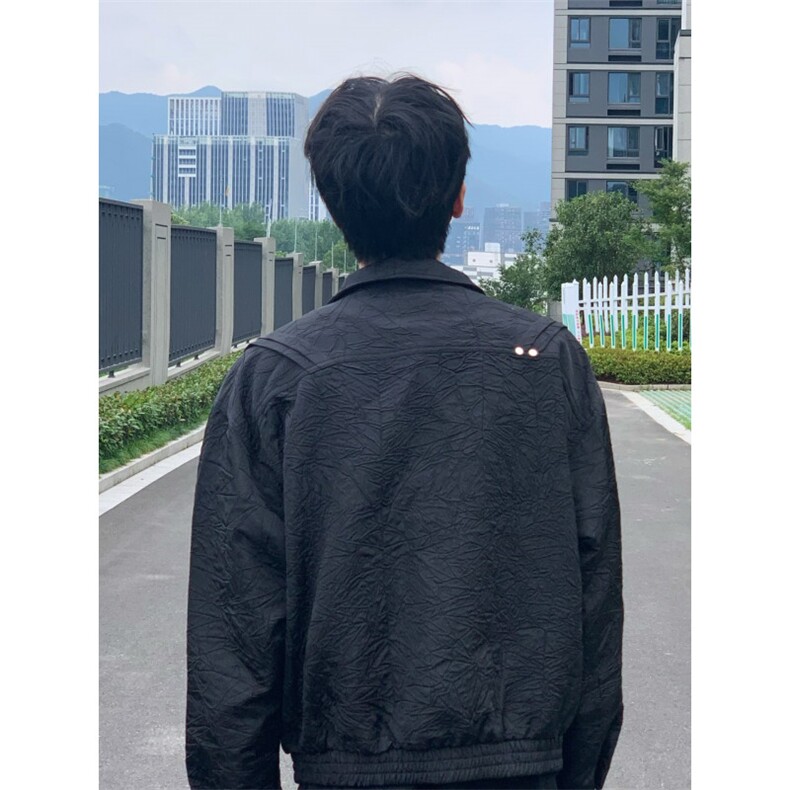 【有货】cleanfit短款褶皱外套男款春秋高级感痞帅夹克W186LL-P72,男装夹克,星座1007（原301D）