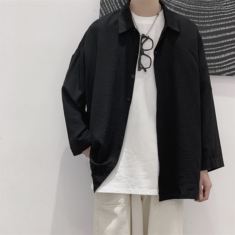 910A-C215-P45控58港风秋装新款棉麻纯色简约情侣男女衬衫潮,男装衬衫,星座910A