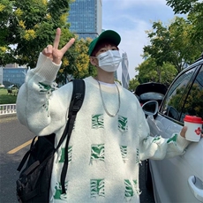 秋冬潮男百搭宽松圆领针织毛衣外套，男装针织衫/毛衣，四季星座218-1