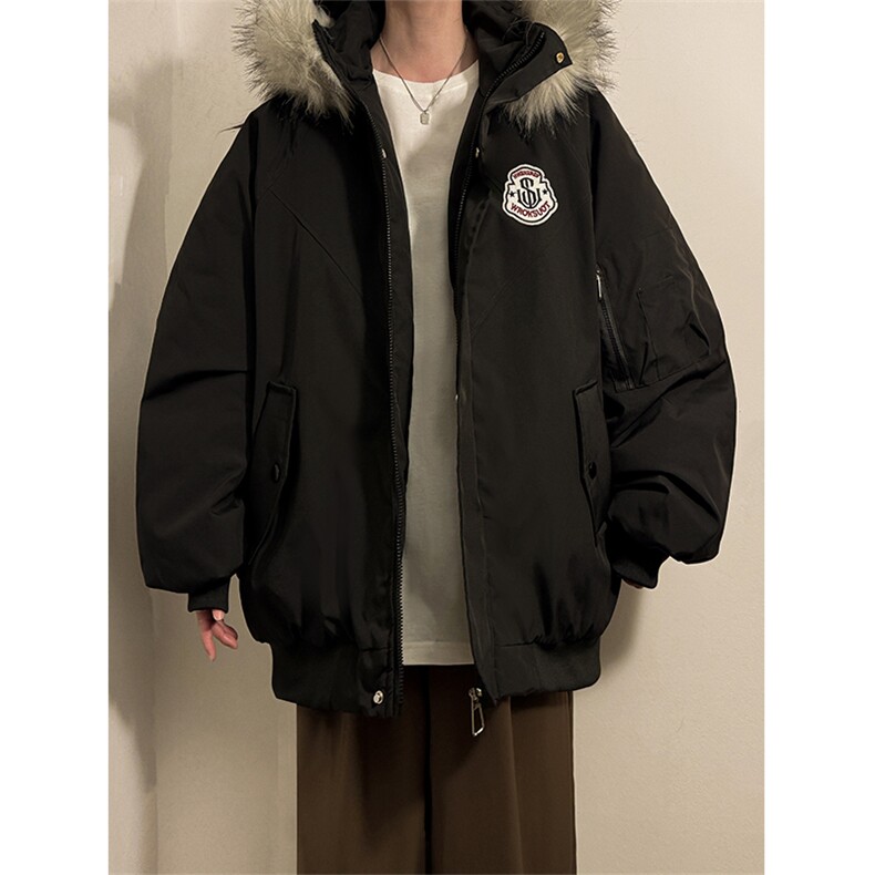 冬季宽松/连帽大毛领休闲外套潮加厚棉衣XZ102B-1M2592-P125图片