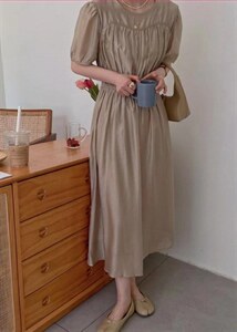 韩系温柔连衣裙,女装连衣裙,土布鱼