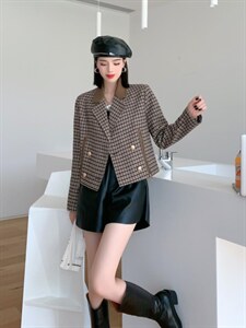 格子外套图片