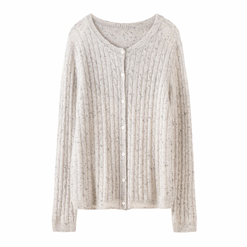 2025年秋季新款麻花系扣针织羊绒开衫休闲时尚通勤，女装羊绒衫，濮尚羊绒