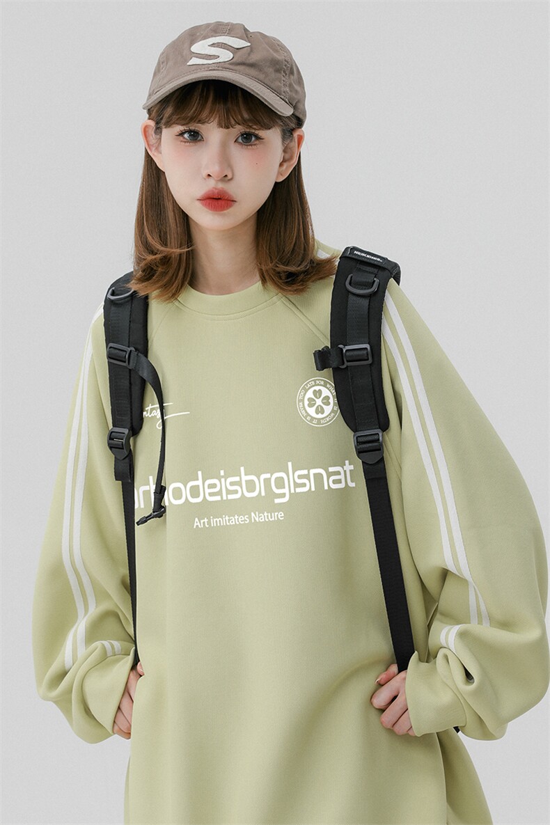 中性风新款秋季时尚百搭宽松字母印花潮流圆领卫衣B6902P45控68,男装卫衣,电商A268