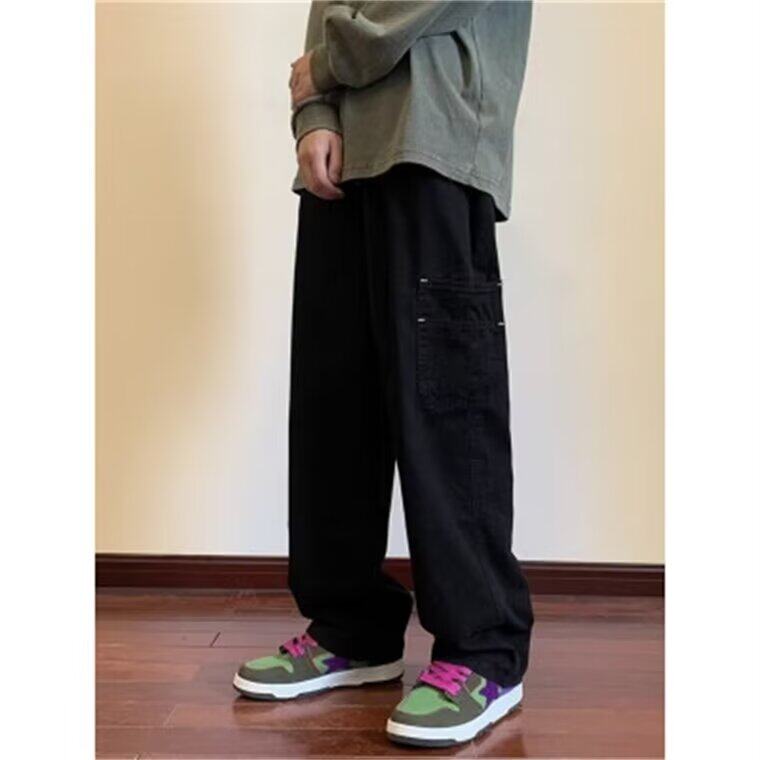 DB4541-P45工装牛仔裤男女新款阔腿多口袋休闲裤-网图现货,男装休闲裤,星座603-2