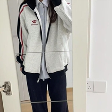 美式高街撞色拼接卫衣女秋季薄款设计感小众休闲运动开衫拉链外套，女装短外套，星座506A