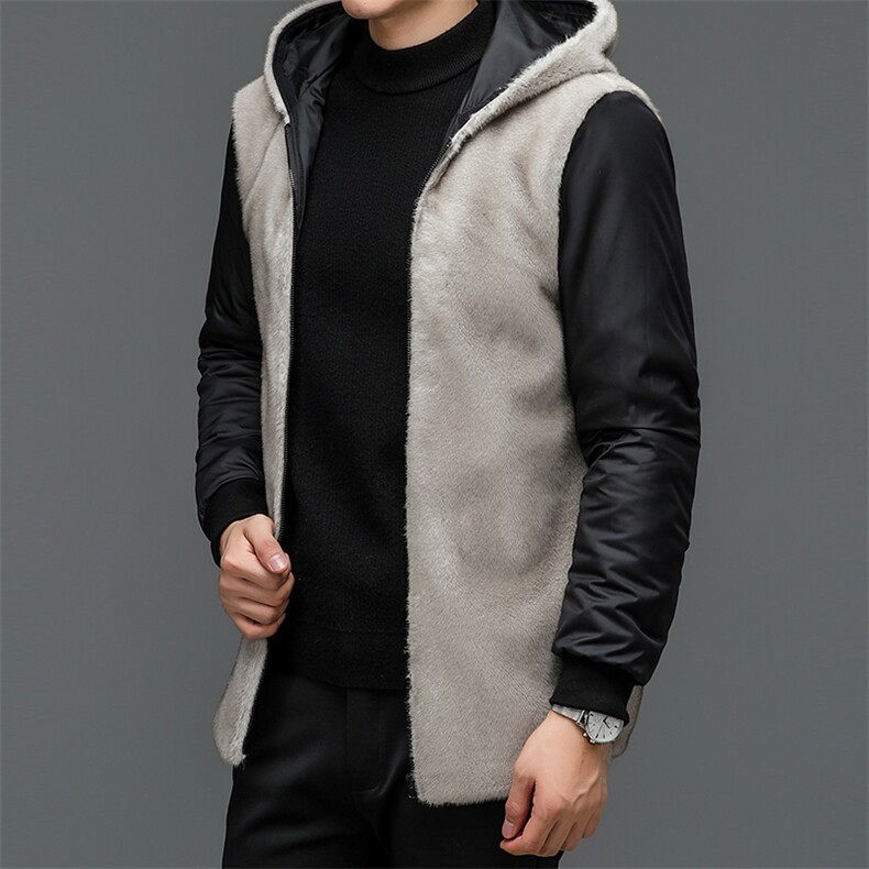 GBN21088冬季新款男士金貂绒外套短款连帽夹克仿貂绒男装P410,男装皮衣,电商B360