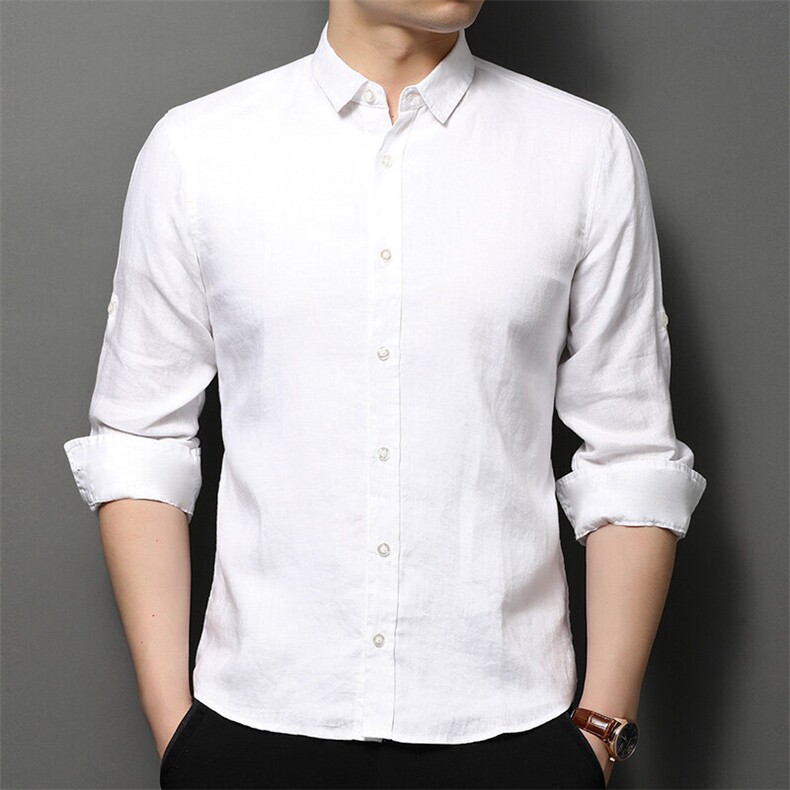 F83163亚麻精品男士长袖翻领衬衫实体品质,男装衬衫,钱塘207-1
