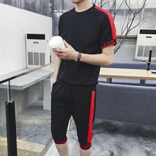 休闲运动T恤两件套圆领套装短款时尚短裤T恤套装DS81TP55，男装T恤，电商A102