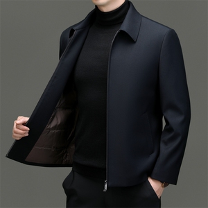 冬季新款男士商务夹克简约老干部装羽绒服休闲爸爸装外套图片