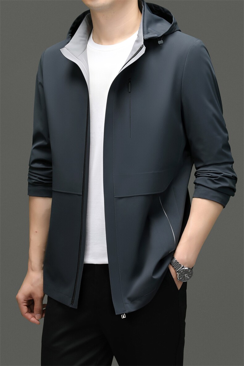 夹克男士2026春秋季新款可拆卸帽上衣服高端商务休闲外套男装,男装夹克,钱塘6003（原4033）
