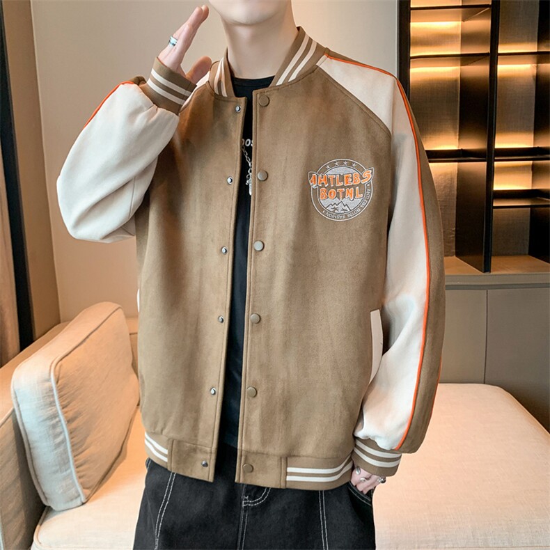 麂皮绒棒球服男士春秋飞行员夹克ins刺绣美式外套男上衣JK036-P93,男装夹克,星座308B-2