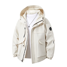 春秋户外冲锋衣男女同款防风防水连帽工装外套登山服夹克2481-P75，男装夹克，星座1403A