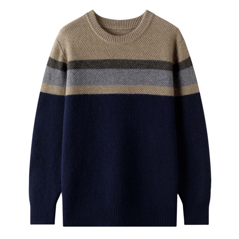 男士套头圆领毛衣秋冬季新款舒适潮流时尚百搭宽松羊绒衫，男装羊绒套衫，忠诺羊绒高端店