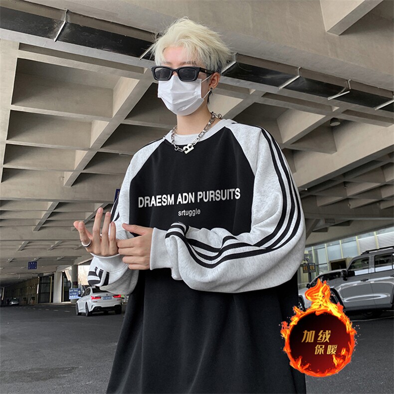 抖音得物供货提供视频秋冬重磅美式宽松织带圆领卫衣0751,男装卫衣,电商A486
