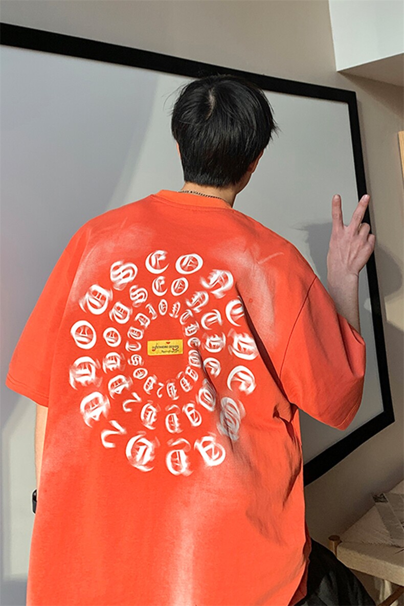 2023夏新款高品质港风个性撞色印花短袖T恤上衣T2216-P42,商品下架区,星座914-3