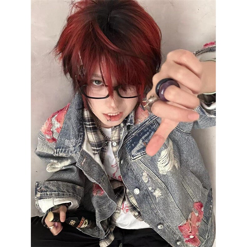 蕾丝火焰垫肩牛仔外套男女痞帅棒球服水洗复古工装夹克J35,男装夹克,星座1116A（原606A-3）