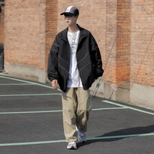 美式潮流休闲运动外套冲锋衣女男宽松纯色薄款春秋装夹克WT30P85，男装夹克，电商D325