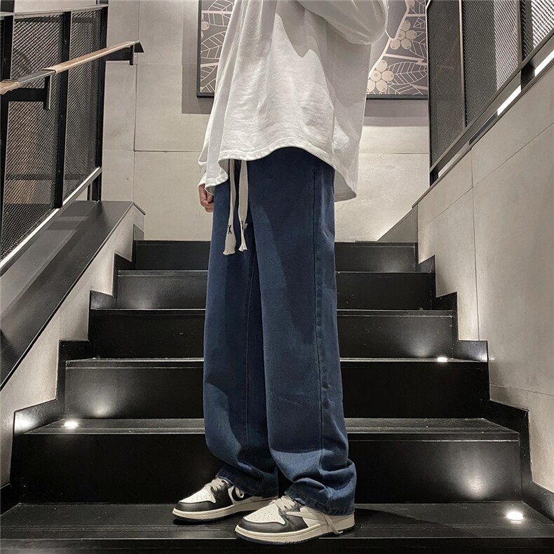 复古牛仔裤男秋季直筒宽松潮牌阔腿美式高街潮流长裤子N5080-p30,男装牛仔裤,星座1008-1