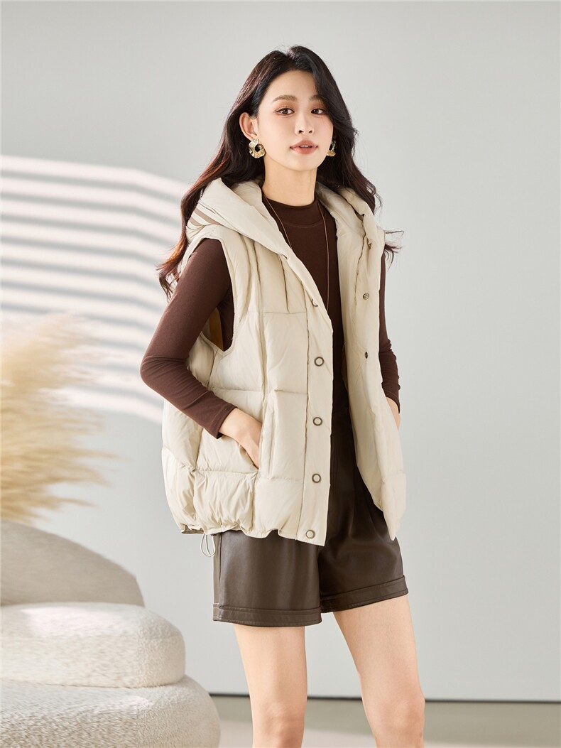 2025冬装新款连帽羽绒马甲,女装羽绒服,梦芯尔