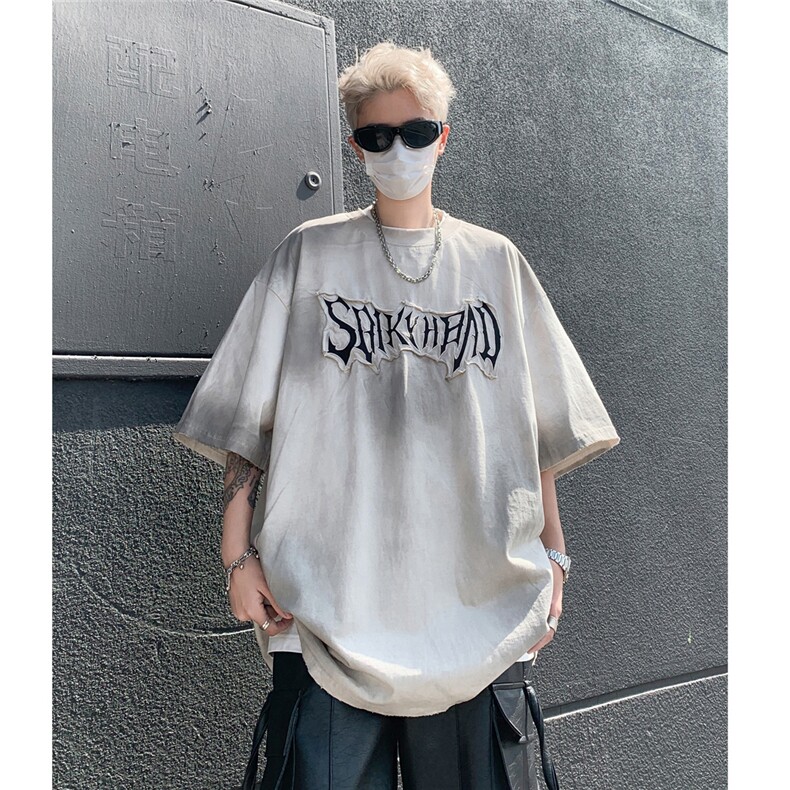 做旧脏色短袖T恤 美式复古夏季潮流情侣上衣 XZ514-2-202432-P68图片