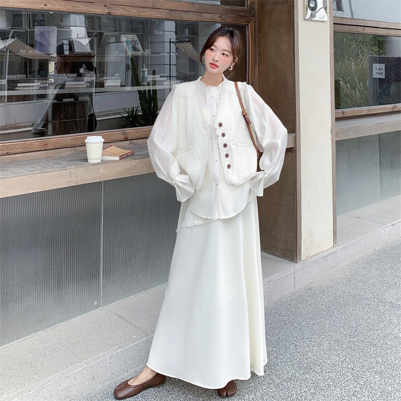 韩版流苏三件套马甲十衬衣十裙子三件套套裙2C267-119-P215-K305,女装套装/套裙,茵姿媚