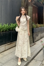 风飞飞袖不规则碎花衬衫+高腰半身裙套装2C276-L3402-P155-K205，女装连衣裙，2C276