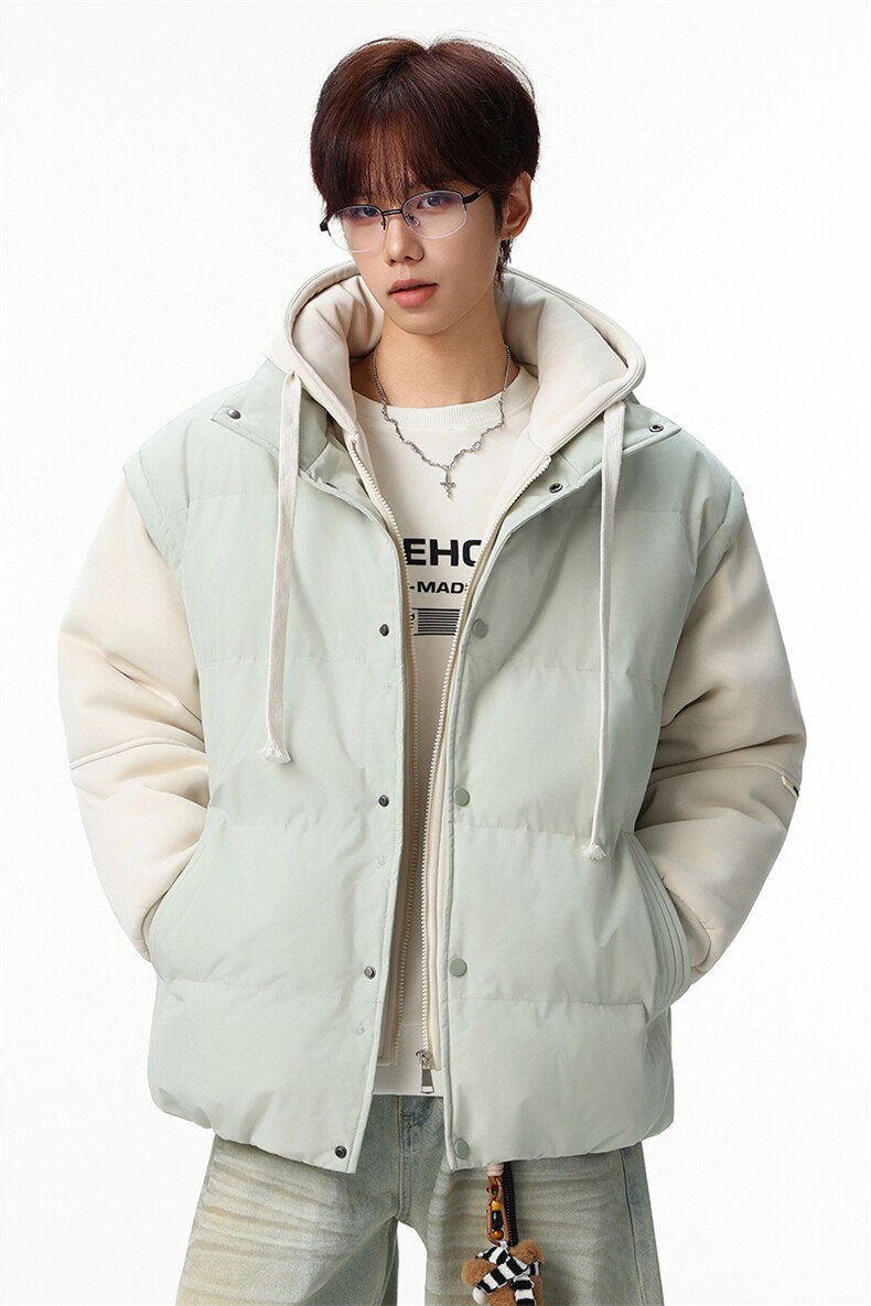 新款冬季羽绒棉服棉袄连帽假两件韩版宽松外套A436-2511-P85,男装棉衣,电商A436