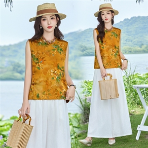 现货2026年夏季新中式上衣麻料阔腿裤子，可分开卖，女装套装/套裙，伊仟回