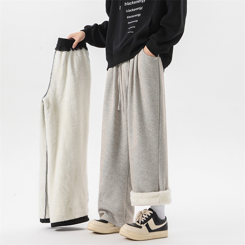 8XL-M特大码工装加绒裤男纯色宽松裤卫裤休闲基础款K995P65,男装休闲裤,电商D206-1