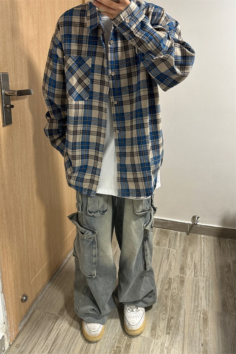 特P40无差价新款秋季百搭格子时尚长袖衬衫-HS2288,男装衬衫,电商A003