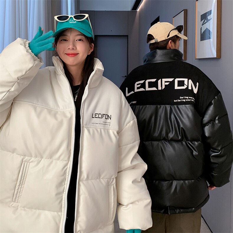 拼接加厚棉衣男PU皮立领棉袄软皮棉服外套3365-P90控118图片