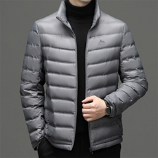 现货立领90绒轻薄羽绒服夹克男士轻薄羽绒服外套中年休闲男装羽绒，男装夹克，钱塘723