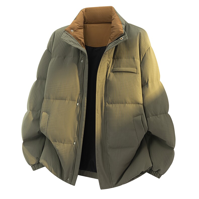 2025高街肌理感立领羽绒服情侣新玉米格冬90白鸭绒SYR2601-P240，男装羽绒服，星座610B-1