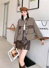 皮拼格子外套，其它，一家人