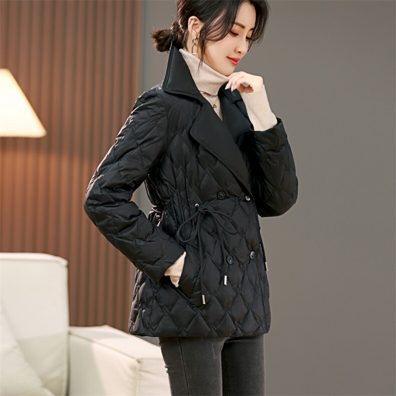 羽绒服冬季高端轻薄修身显瘦2024新款时尚洋气西装领外套，女装羽绒服，丽影随形