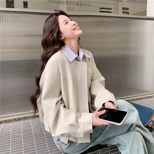 港风翻领假两件皮衣外套女2026新款减龄上衣2C227/6606/P165K268图片