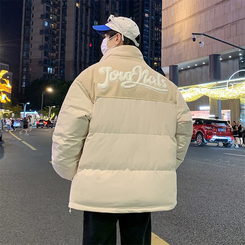 冬季青少年灯芯绒立领拼接外套休闲百搭面包服棉服5302-P78,男装棉衣,电商B306