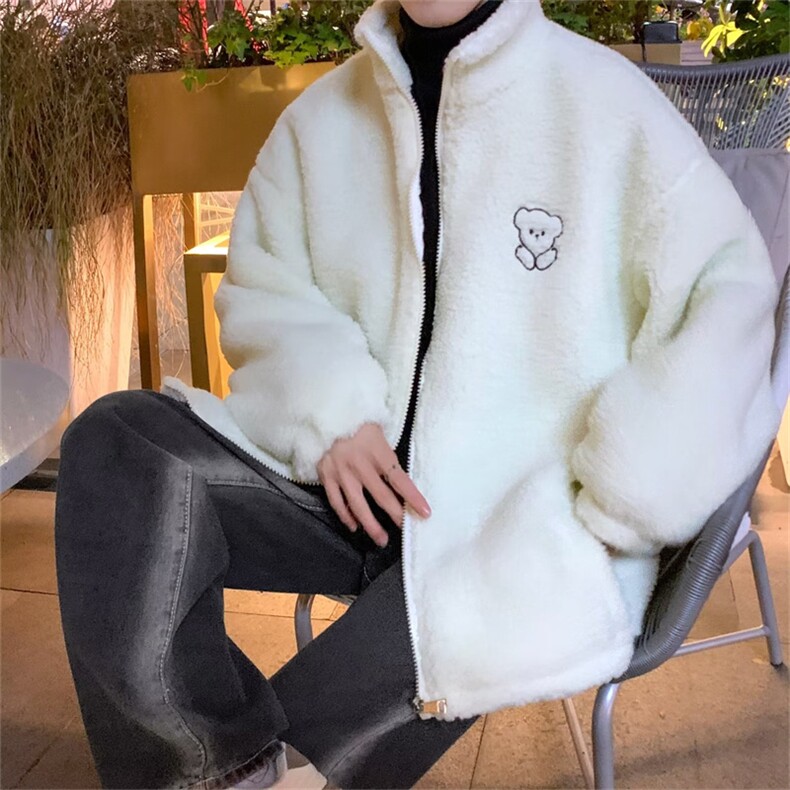 羊羔毛棉衣男冬季港风宽松百搭加厚情侣棉服外套潮棉袄WT273-P48,男装棉衣,星座1008-1