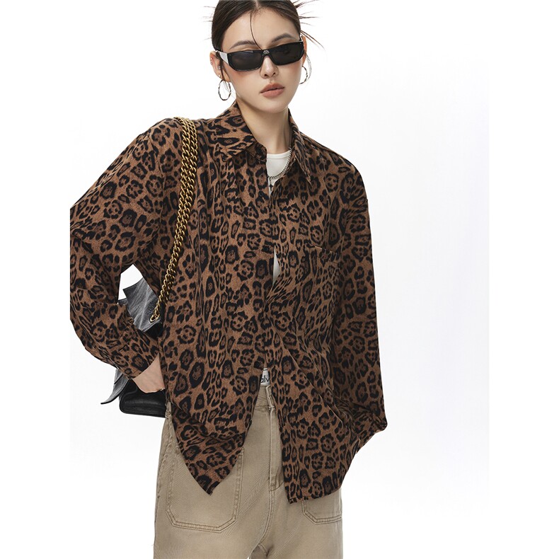 野性豹纹长袖衬衫大码M-5XL聚酯纤维衬衫中性CS78728P35控58，男装衬衫，星座227-7