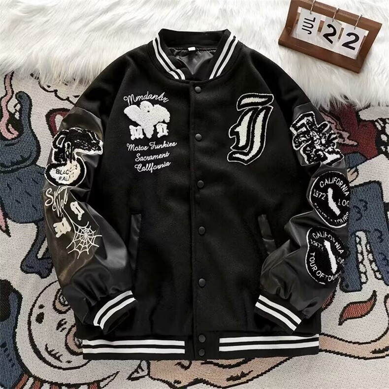 高街头潮幽灵刺绣棒球服男女春秋嘻哈夹克炸街情侣外套GA115P82,男装夹克,星座1013-5